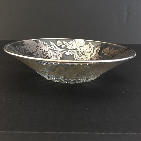 Silver City Console Bowl Serving Bowl Vintage Chrysanthemum 1/4" Silver Border - Picture 3 of 4